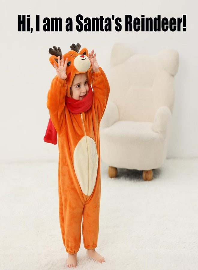 OLLULL Baby Reindeer Costumes Unisex Toddler Outfit Halloween Dress Up Romper 3-4 Years - Image 2